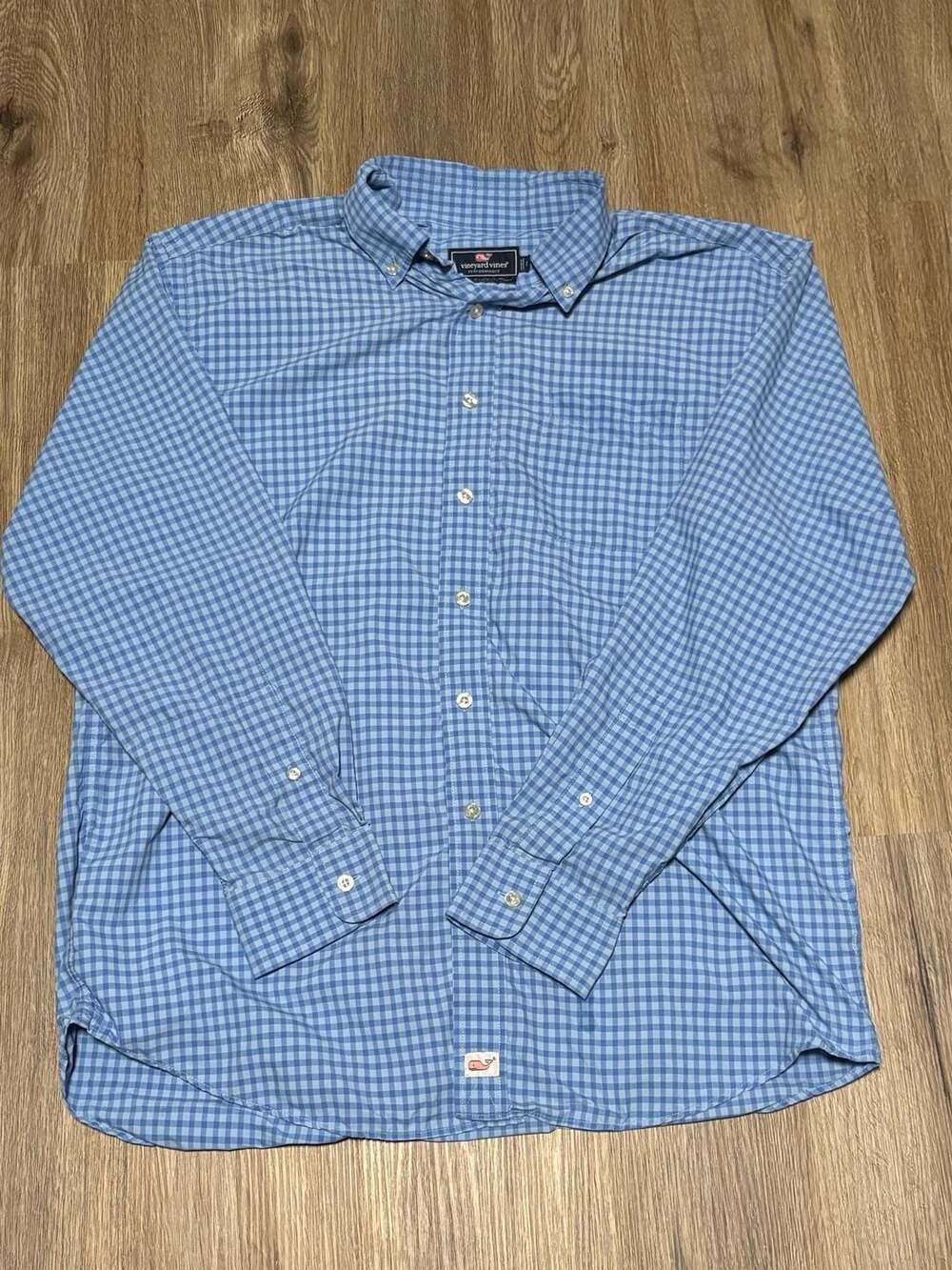 Vineyard Vines Classic Fit Men’s Murray Shirt Size L Blue Gingham Nylon